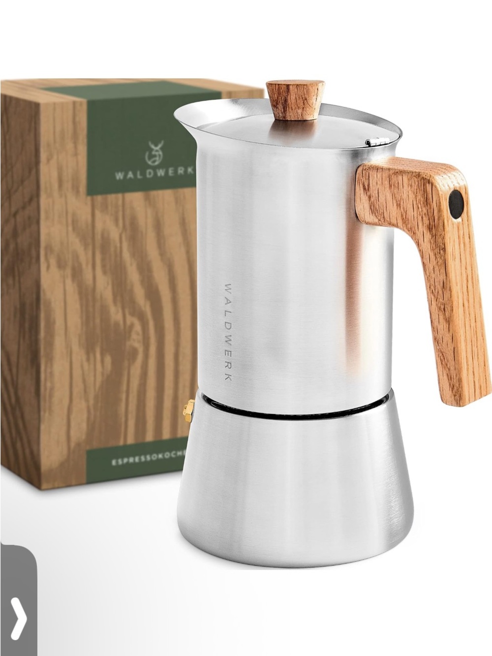 Brand new Silver  Stovetop Espresso Maker with Wood Handle - Silver & Wood